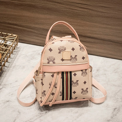 IELGY Korean printing contrast color drawstring backpack large capacity simple handbag