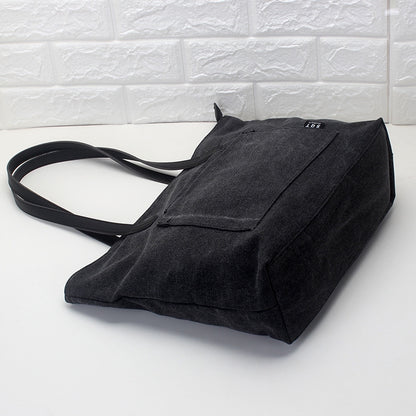 IELGY Women's single shoulder tote bag canvas bag simple literary single shoulder handbag