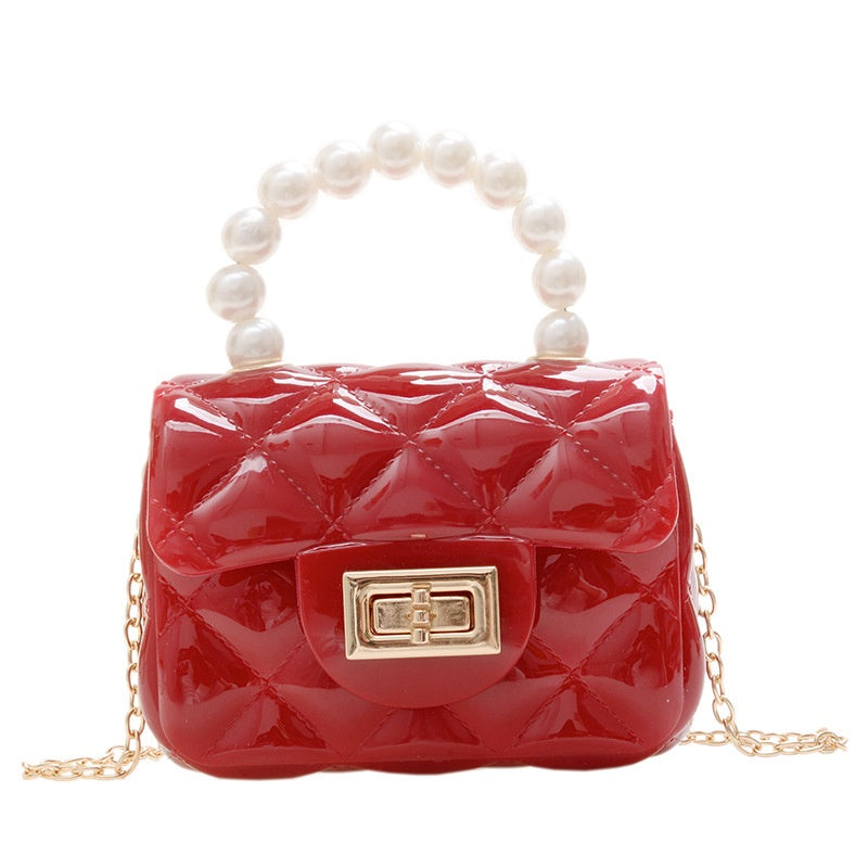 IELGY New jelly chain pearl handbag rhombus women's bag
