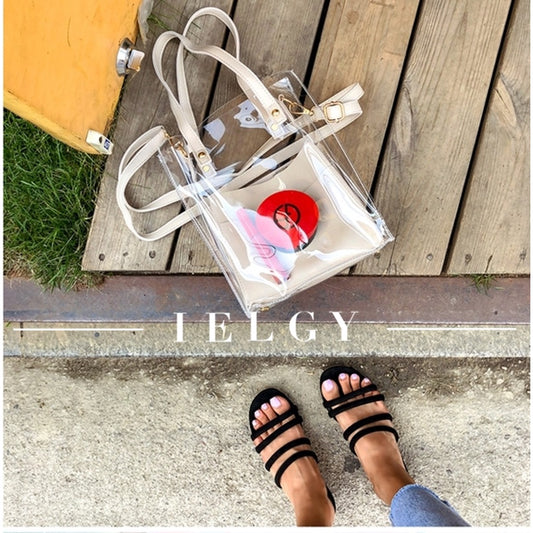IELGY Transparent bag female jelly bag shopping bag shoulder bag