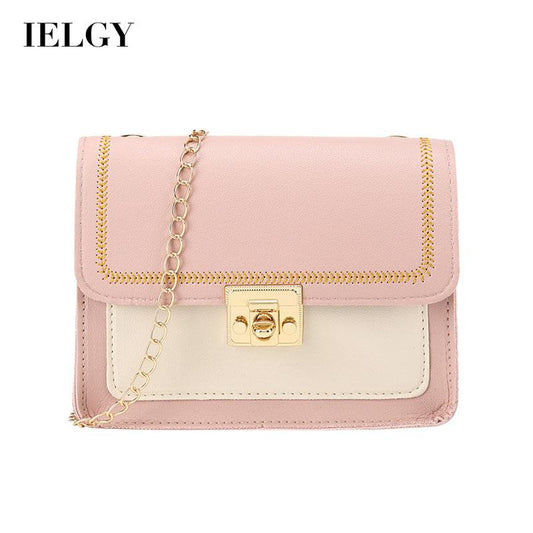 IELGY Korean version Cell phone One shoulder Trendy Lock Chain Diagonal Black Square Women's bag