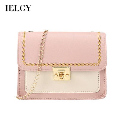 IELGY Korean version Cell phone One shoulder Trendy Lock Chain Diagonal Black Square Women's bag
