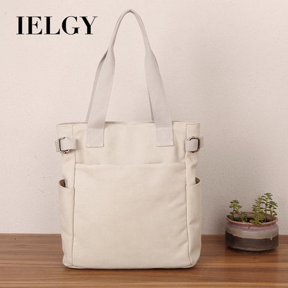 IELGY canvas bag women's shoulder all-match canvas bag Japanese retro large capacity