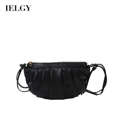 IELGY Women's bag black casual Korean version zipper crossbody PU fashion square all-match
