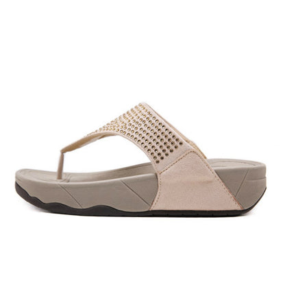 IELGY [Size35-41] Thick sandals and slippers women beach wedge comfortable slip-on large sandals