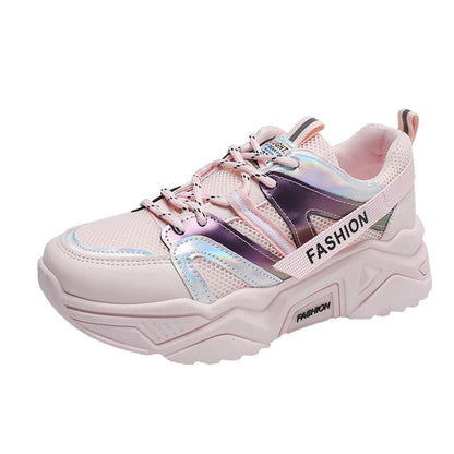 IELGY thick-soled increased color matching running casual breathable sneakers