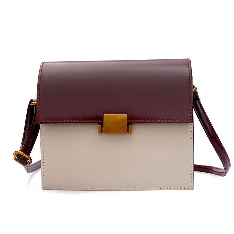 Contrast color shoulder retro crossbody bag
