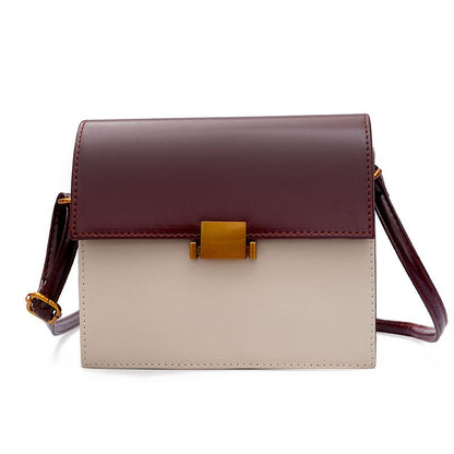 Contrast color shoulder retro crossbody bag