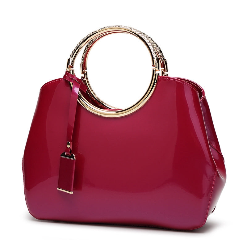 IELGY Patent leather bag shoulder bag, European and American style, bright face handbag