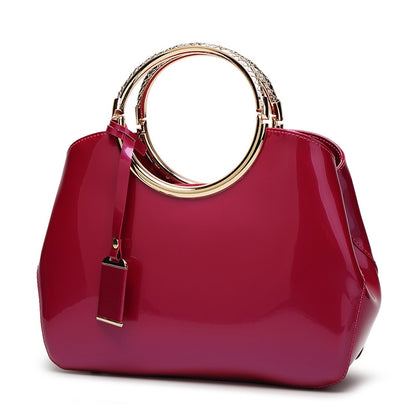 IELGY Patent leather bag shoulder bag, European and American style, bright face handbag
