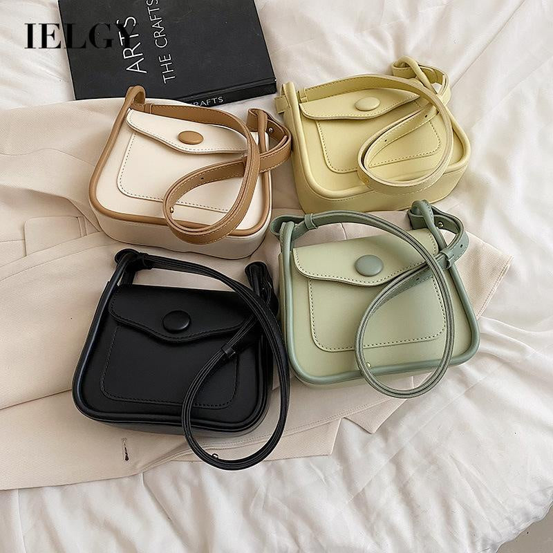 IELGY women's all-match simple commuter crossbody contrast color small square bag