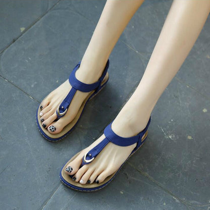 IELGY [Size35-42] Buckle Sandals Women's Casual Seaside Comfortable Plus Size Beach Flats