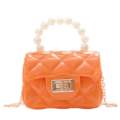 IELGY New jelly chain pearl handbag rhombus women's bag