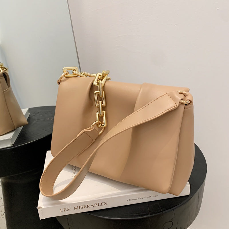 IELGY thick chain small design solid color shoulder diagonal