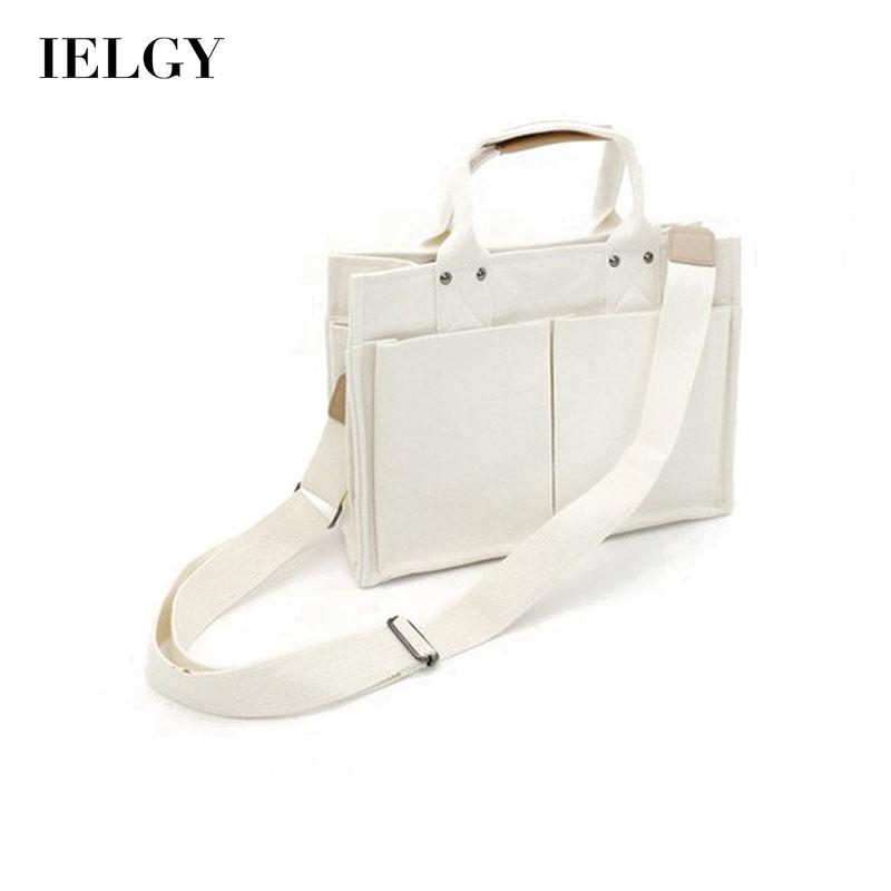 IELGY Women's bag versatile one shoulder casual Korean version portable fashion crossbody canvas black