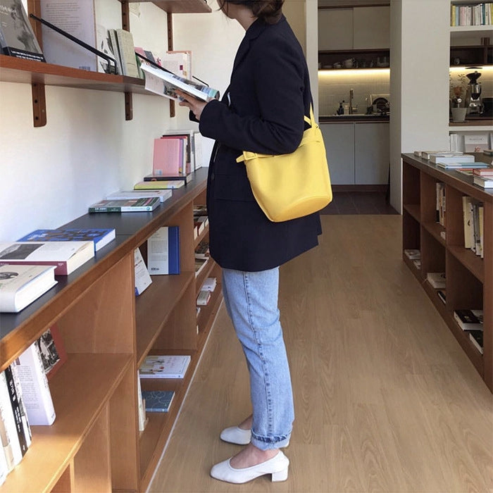 IELGY New Korean Candy Color Handmade Bucket Bag Shoulder Diagonal Tote Bag