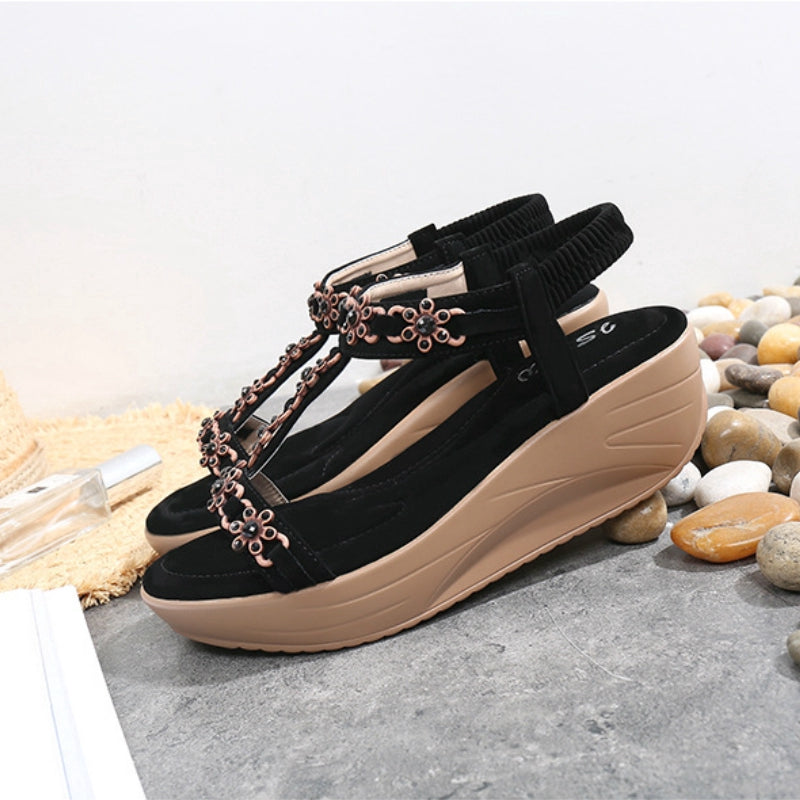 IELGY [Size36-42] Platform sandals height 5cm slope platform large size women's shoes