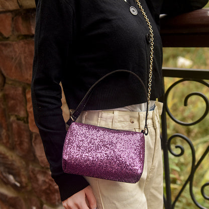 IELGY Fashion casual sequins large capacity shoulder lightweight cross-body handbag portable pillow bag chain