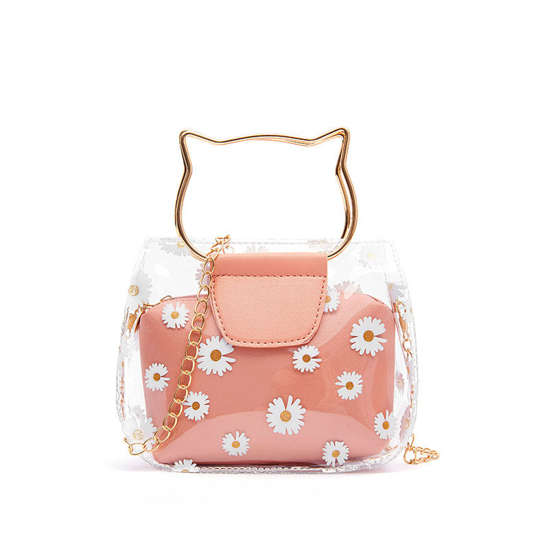 IELGY all-match daisy outing Korean version jelly bag design portable shopping mobile phone bag mother-and-child bag one-shoulder diagonal handbag