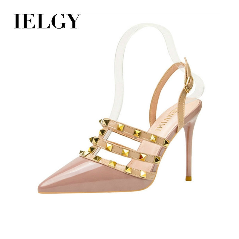 IELGY Pointed-toe high heel women fashion sexy 10cm thin with thin rivets women's Roman sandals