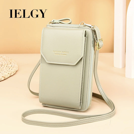 IELGY Ladies PU Leather Long Phone Bag Fashion Korean Multifunctional Student Messenger Bag