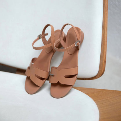 IELGY Fashion Round Toe Low Heel Roman Sandals Women's Strap