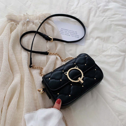 IELGY, studded crossbody bag, stylish rhombic chain shoulder bag