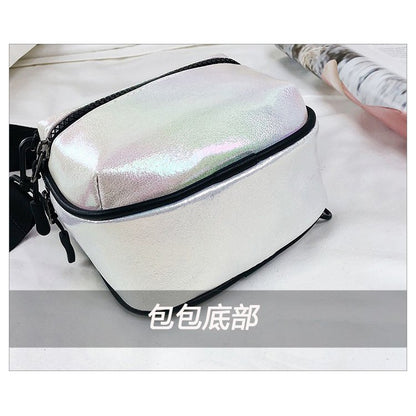 IELGY Laser wide shoulder strap small square bag casual messenger bag