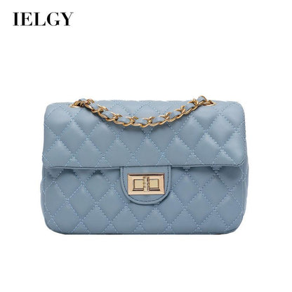 IELGY White commuter soft surface chain Women's messenger bag, all-match solid color fashion one shoulder