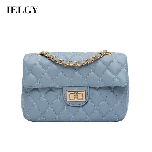 IELGY White commuter soft surface chain Women's messenger bag, all-match solid color fashion one shoulder
