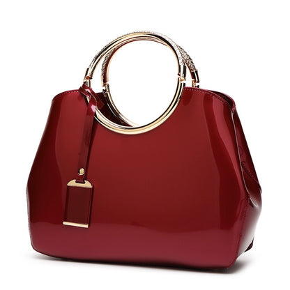 IELGY Patent leather bag shoulder bag, European and American style, bright face handbag