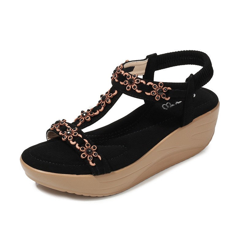 IELGY [Size36-42] Platform sandals height 5cm slope platform large size women's shoes