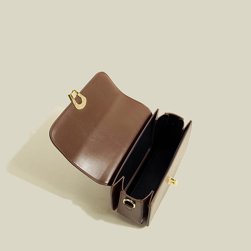 IELGY ladies solid color lock fashion retro messenger bag