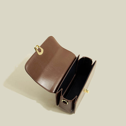 IELGY ladies solid color lock fashion retro messenger bag