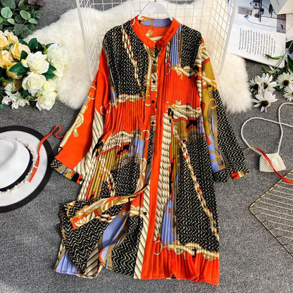 IELGY Pleated Loose Plus Size Dress