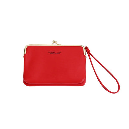 IELGY Ladies Elegant Wallet Frosted PU Leather Double Zipper Long Portable