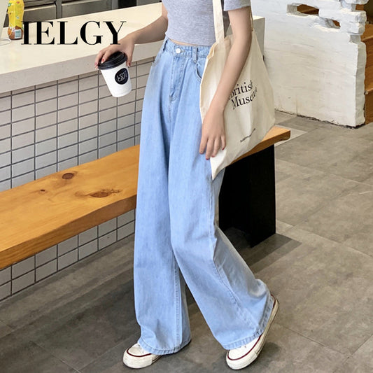 IELGY High-waisted jeans women summer thin and thin wide-leg pants