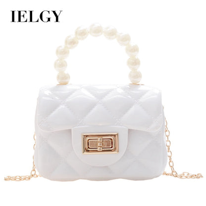 IELGY New jelly chain pearl handbag rhombus women's bag