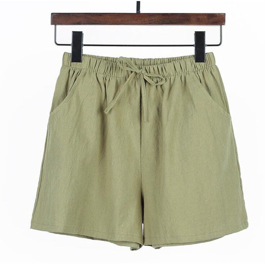 IELGY Loose linen cotton linen large size student sports casual shorts female wide leg pants