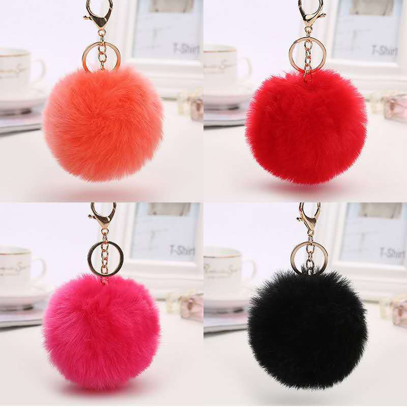 8CM imitation rabbit fur ball key ring