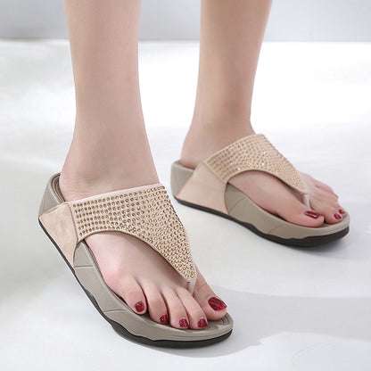 IELGY [Size35-41] Thick sandals and slippers women beach wedge comfortable slip-on large sandals