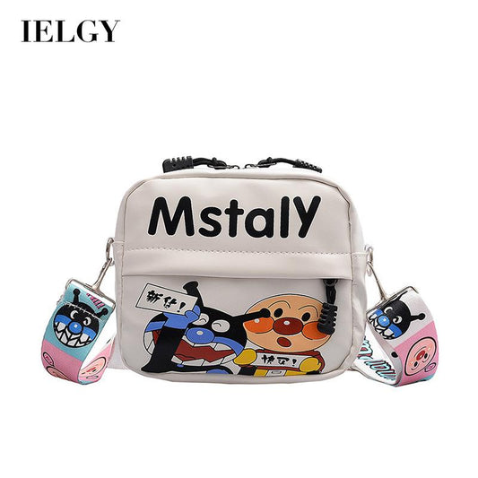 IELGY small bag crossbody street fashion broadband Western style cartoon all-match cute print white Korean version