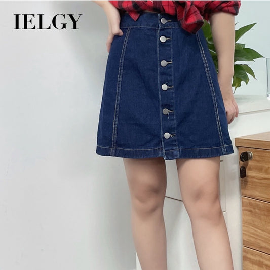 IELGY Women's classic wild fashion A-line skirt Casual denim skirt denim size M-XL,Ready stock,Hot