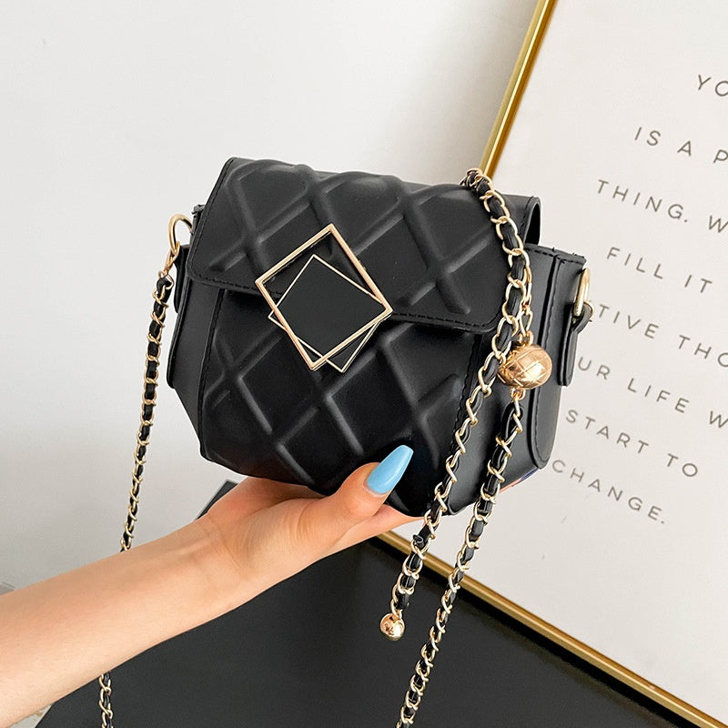 IELGY Fashion Lingge Chain Female Diagonal Korean Style Temperament Small Square Bag