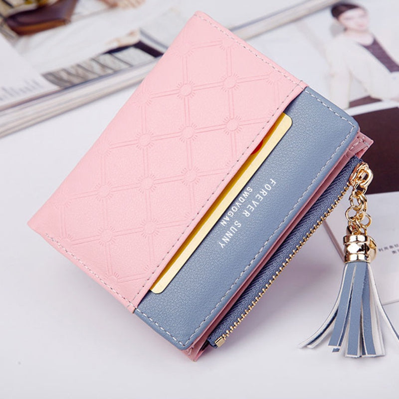 IELGY ladies coin purse contrast color wallet zipper button bag