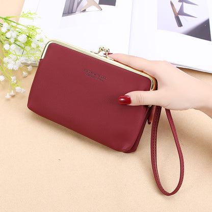 IELGY Ladies Elegant Wallet Frosted PU Leather Double Zipper Long Portable