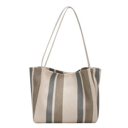 IELGY Canvas Stripe Bag Large Capacity Female Bag Trend Summer Simple