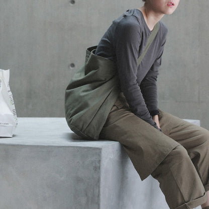 IELGY Crossbody large capacity wide shoulder strap canvas shoulder bag