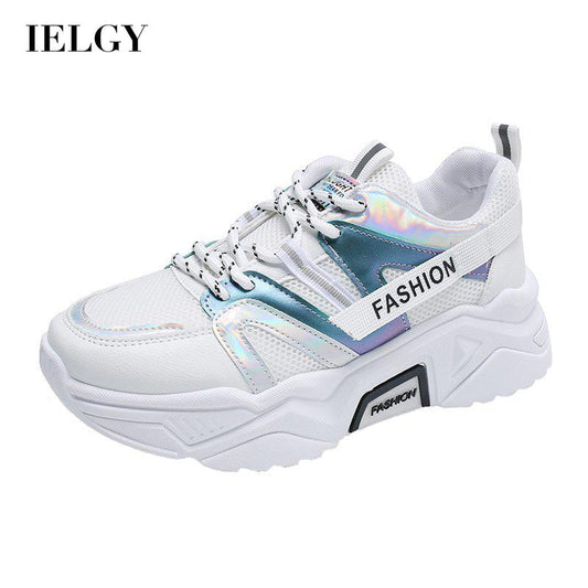 IELGY thick-soled increased color matching running casual breathable sneakers