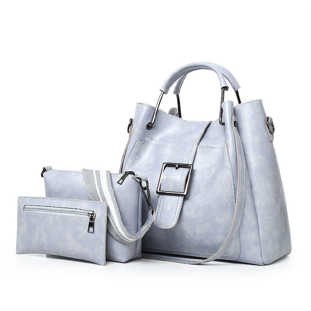 IELGY Oil wax leather female and female bag new three-piece Korean diagonal shoulder bag